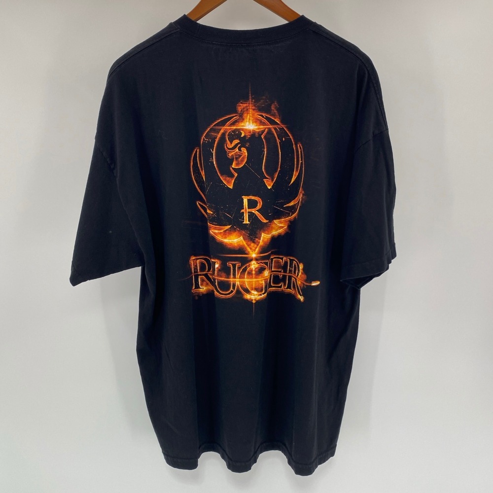 Ruger T Shirt Mens XXL Black Fire Gun Firearm Military Hunting Outdoors Rugged